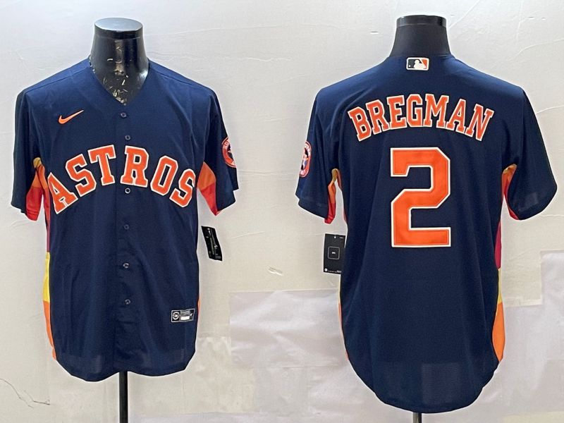 Men Houston Astros #2 Bregman Blue Game 2025 Nike MLB Jersey style 1